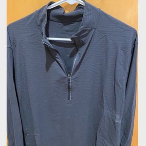 Men's blue half zip long sleeve hoodie